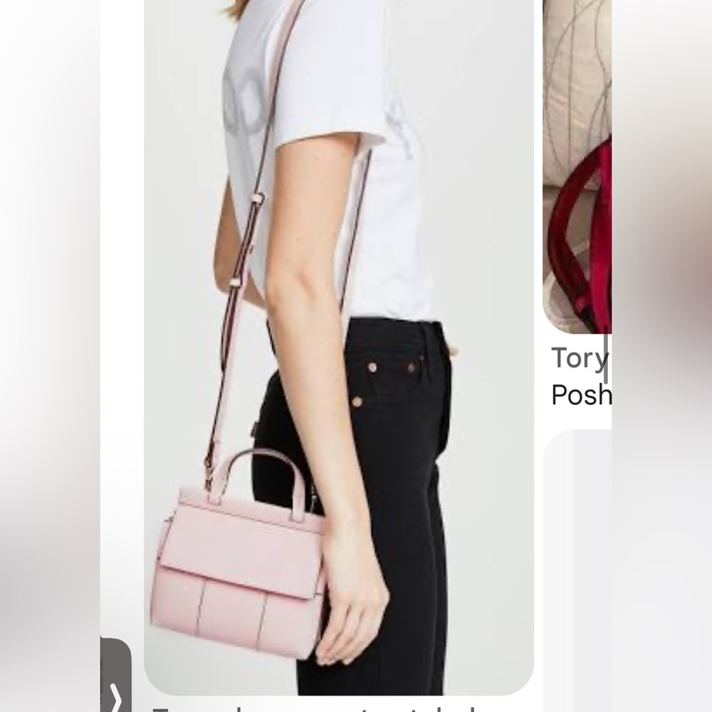 TORY BURCH T-Block Pink Leather Handbag